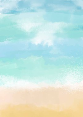 Soyut el boyası plaj temalı suluboya arka plan