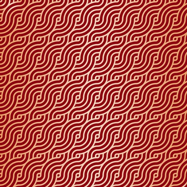 红色和金色的日本主题波纹设计背景 — 图库矢量图片