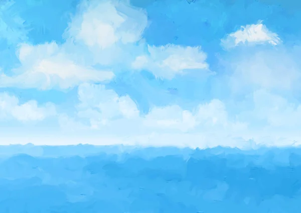 手描きの抽象的な白い雲の海景デザイン — ストックベクタ