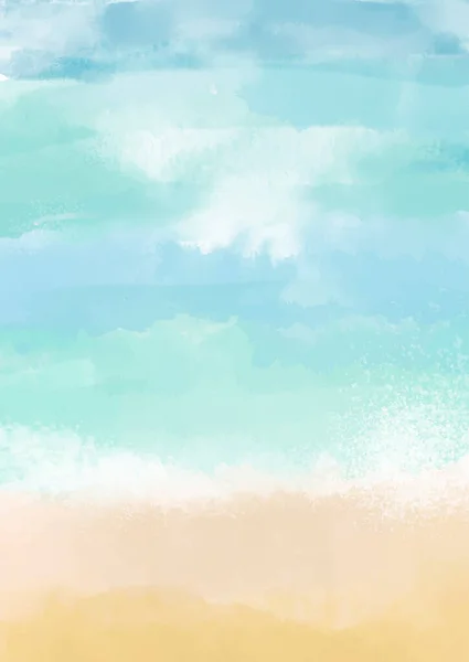 抽象手绘海滩主题水彩画背景 — 图库矢量图片
