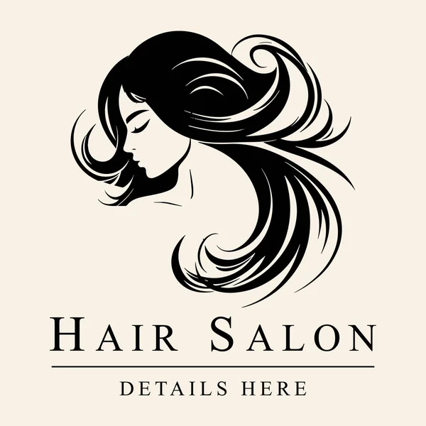 Logo Elegan Berwarna Hitam Untuk Salon Rambut Atau Ruang Kecantikan - Stok Vektor