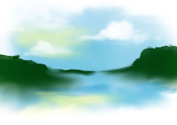 抽象手彩色水彩山水図背景 — ストックベクタ