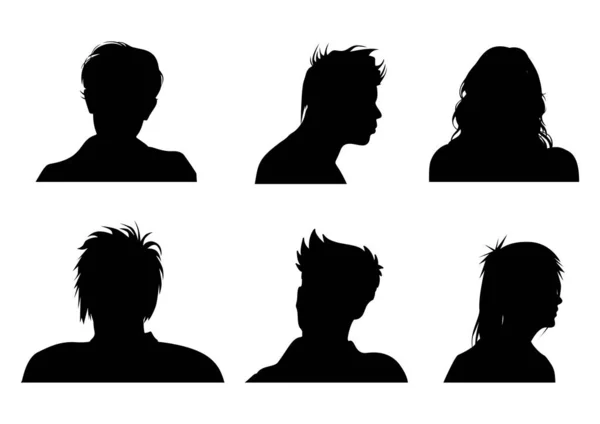 Collection People Avatar Silhouettes — Stock Vector