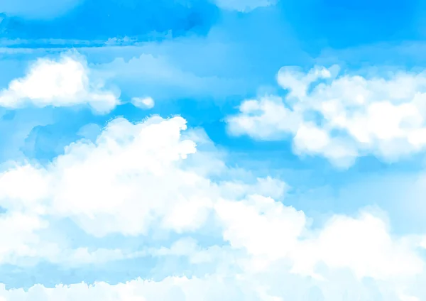 Cielo Azul Pintado Mano Con Fondo Nubes Blancas — Archivo Imágenes Vectoriales
