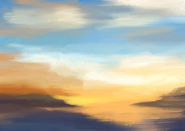 油絵具で現代的な手描きの油日没の風景 — ストックベクタ