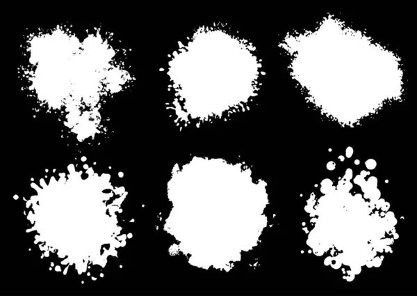 Collection Grunge Style Splatter Designs White Black — Vector de stock