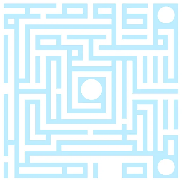 白のパステルカラーブルーの抽象迷路デザイン — ストックベクタ