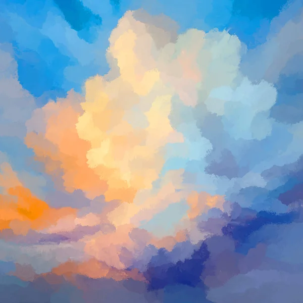 Abstract Hand Painted Sunset Clouds Background Design — Stock Vector