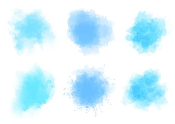 Kollektion Pastellblå Akvarell Plätt Mönster — Stock vektor