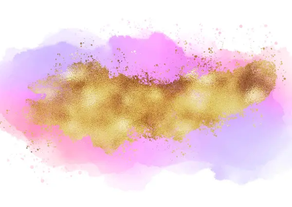 Анотація Акварельного Фону Елементами Золотої Фольги — стоковий вектор