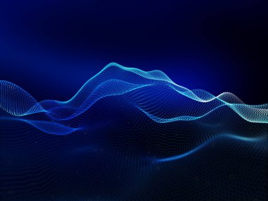 Siber parçacıkların akış dalgalarının 3 boyutlu oluşturulması - fütürist tasarım