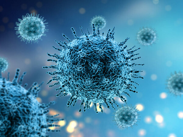 3D render of an abstract medical background with virus cells