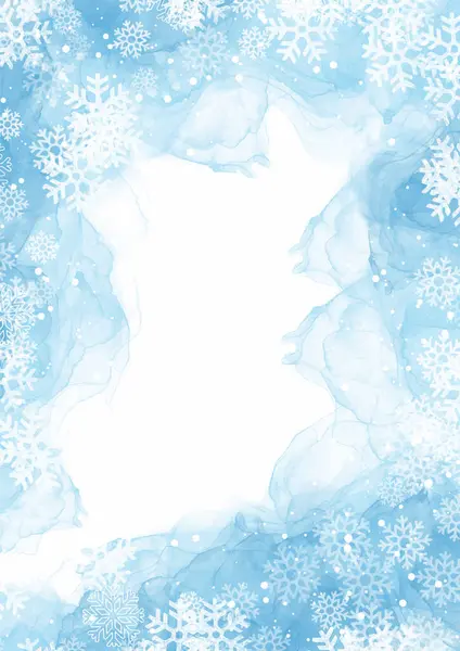 Pintado Mano Navidad Acuarela Fondo Con Diseño Copos Nieve — Vector de stock
