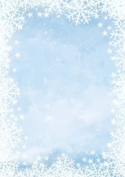 装飾的なスノーフレークと星の境界を持つクリスマスの背景 — ストックベクタ