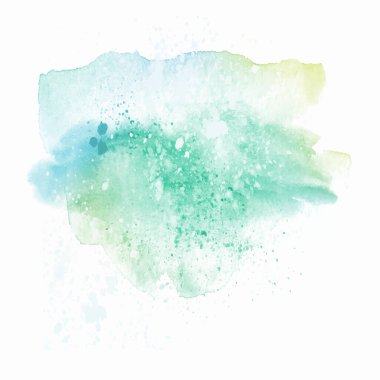 El boyası pastel mavi ve yeşil suluboya sıçrama tasarımı.
