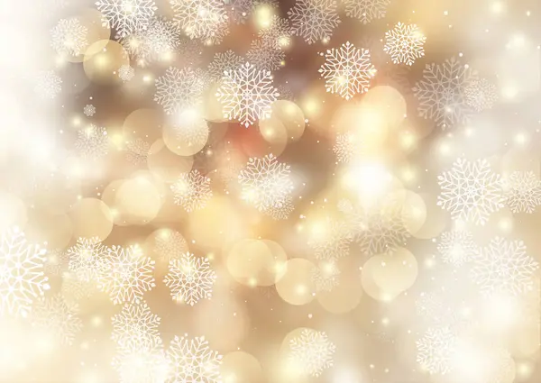 Christmas Background Snowflakes Bokeh Lights Design — Stock Vector