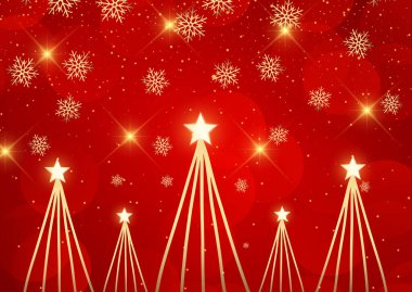 Soyut ağaçlar ve altın kar taneleri tasarımlı Noel arkaplanı