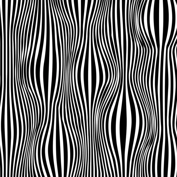 Abstrakte Optische Illusion Gestreiftes Muster Design Schwarz Und Weiß — Stockvektor