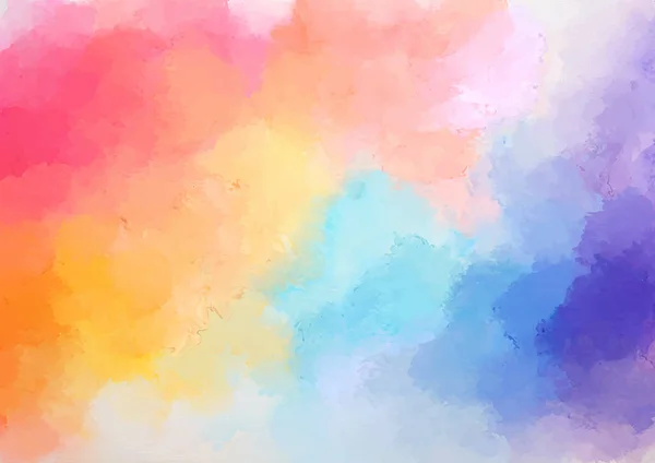 抽象的な手によって塗られた虹色の水彩の背景 — ストックベクタ