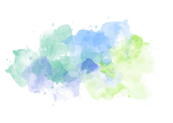 Abstract Met Hand Geschilderd Blauw Groen Aquarelspetters Ontwerp — Stockvector