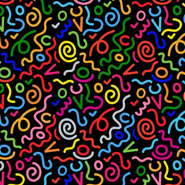 Fond Abstrait Avec Motif Gribouillis Coloré Arc Ciel — Image vectorielle