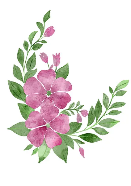 Elegante Pintados Mão Aquarela Design Floral Ilustrações De Stock Royalty-Free