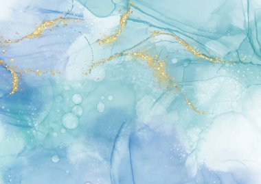 Altın parıltılı elementlerle el boyası alkol arkaplanı