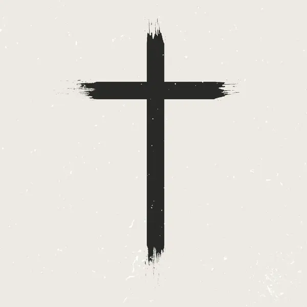 Minimale Grunge Christelijke Cross Design Achtergrond — Stockvector