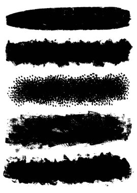 Elle boyanmış grunge siyah fırça darbeleri koleksiyonu
