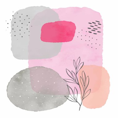 Soyut el boyası suluboya asgari duvar tasarımı 