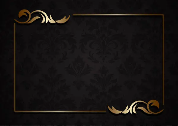 Elegant Background Damask Pattern Gold Frame 矢量图形