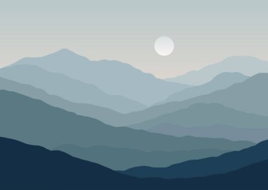 Asgari soyut gün batımı dağ manzarası arka plan tasarımı