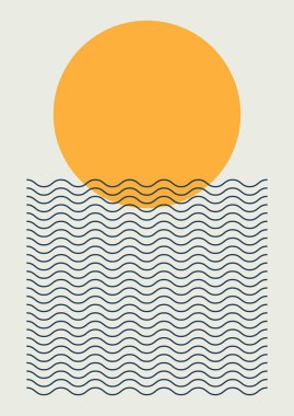 Geçmişe dönük okyanus temalı bir tasarımı olan soyut bir arkaplan