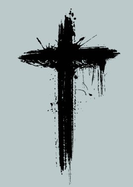 Soyut grunge tarzı dini çapraz tasarım arka planı 