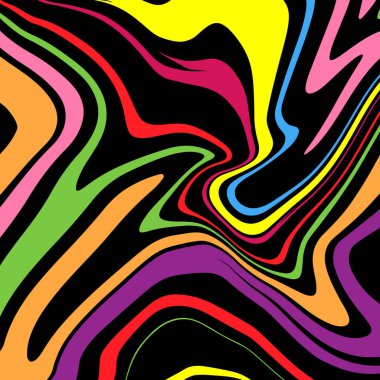 Renkli bir psikedelik çizgi tasarımına sahip soyut arkaplan