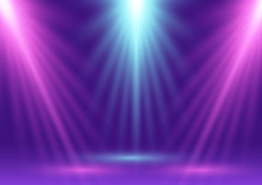 Mavi ve pembe spot ışıkları parlayan soyut ekran arkaplanı