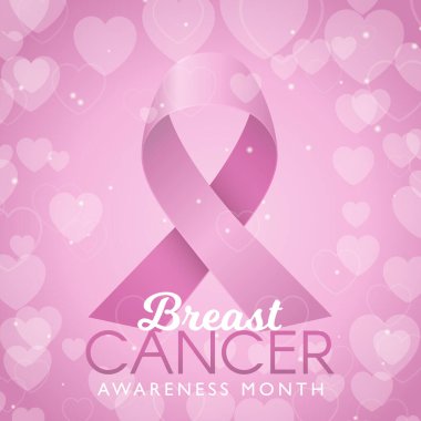 Göğüs kanseri farkındalığı ayı için kurdele tasarımı ile pembe arkaplan 