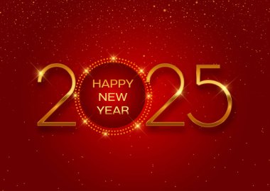 Lüks kırmızı ve altın Mutlu yıllar arkaplan tasarımı