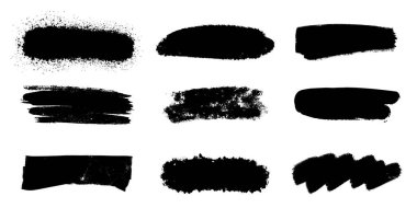 Siyah el boyalı grunge fırça darbeleri koleksiyonu