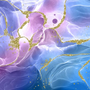 Alkol arkaplanını altın parıltılı elementlerle boyamış.