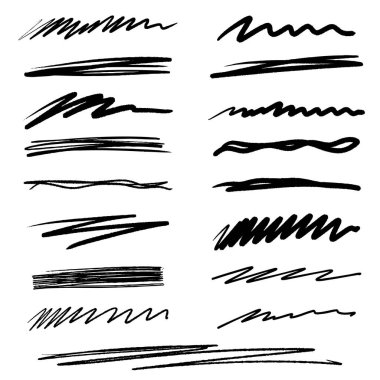 Grunge biçimi fırça darbelerinin siyah el koleksiyonu 