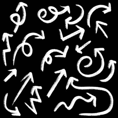 El çizimi tebeşir biçimi ok karalamaları koleksiyonu