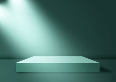 Sahne ışıkları boş bir podyumda parlarken arkaplanı göster