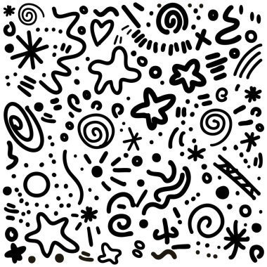 Siyah el çizimleri koleksiyonu olan soyut arkaplan 