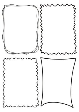 Beyaz üzerine siyah ve garip çerçeveler çizilmiş el koleksiyonu