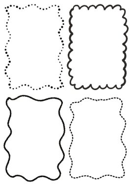 Beyaz arkaplanda siyah ve garip çerçeveler halinde el çizimi koleksiyonu 