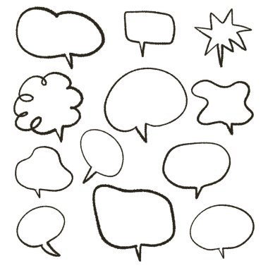 Elle çizilmiş konuşma baloncukları koleksiyonu