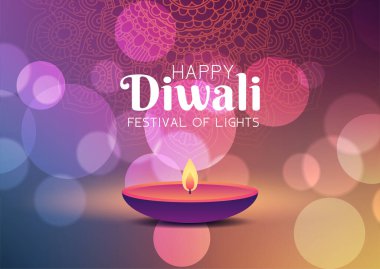 Bokeh ışıkları tasarımı ile renkli Diwali arkaplanı