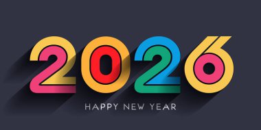 Çok renkli Mutlu Yıllar en az metin pankartı tasarımı