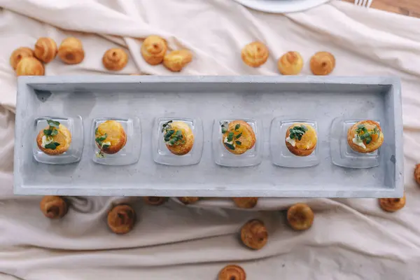 stock image Elegant Miniature Savory Pastries on Tray